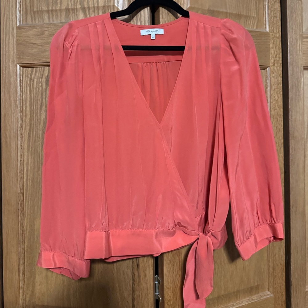 Madewell Silk Wrap Shirt Size L